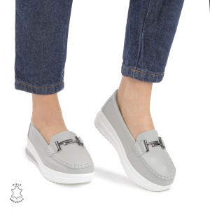 Mocasini DAMA din PIELE Naturala LF0941 CULOARE: Gri
