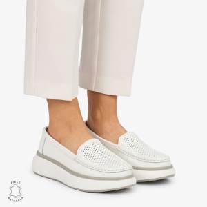 MOCASINI dama din Piele Naturala LF1057 CULOARE: ALB