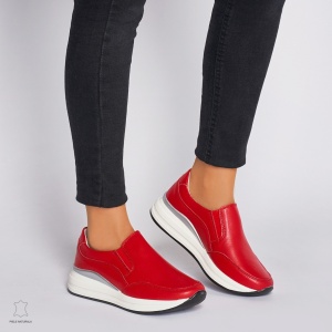 Pantofi Casual dama din Piele naturala CU INCHIDERE SLIP-ON LF1235 ROSU