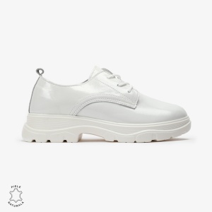 Pantofi casual dama din Piele naturală lacuiti LF0110 ALB