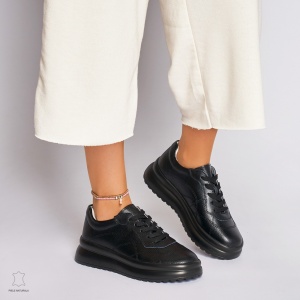 Pantofi casual dama din piele naturala LF0006 NEGRU