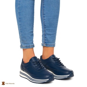 Pantofi Casual dama din Piele naturala LF00809 NAVY - Img 2