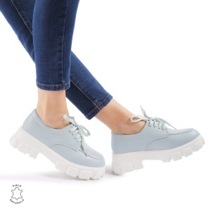 Pantofi casual dama din Piele naturală LF0109 ALBASTRU - Img 2