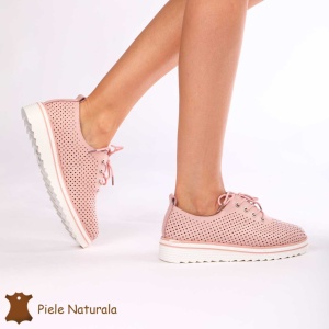 Pantofi casual dama din Piele naturală LF0113 ROZ - Img 3
