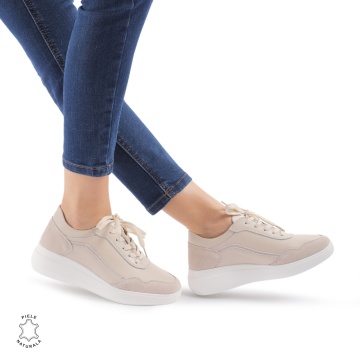 Pantofi Casual dama din Piele Naturala LF0845 BEJ - Img 2