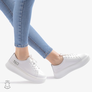 Pantofi Casual dama din Piele Naturala LF0850 ALB