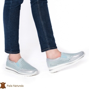 Pantofi Casual dama din Piele naturala LF0860 ALBASTRU