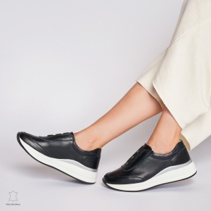 Pantofi Casual dama din Piele naturala LF1233 CU INCHIDERE ELASTIC NEGRU - Img 2