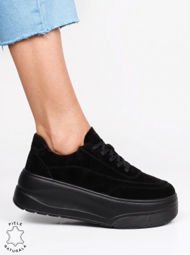 Pantofi casual damă din piele naturală, model sport LF1822 NEGRU SUEDE - Img 2