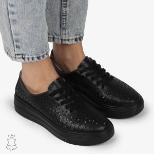 Pantofi Casual dama din Piele naturala PERFORATCU SIRET LF1341 NEGRU