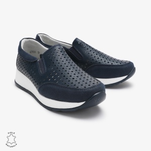 Pantofi Casual dama din Piele Naturala Perforati LF0711 NAVY