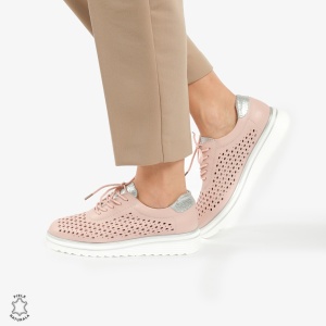 Pantofi Casual dama din piele naturala Perforati LF0782 ROZ