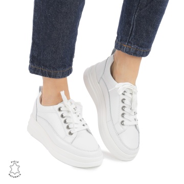 Pantofi casual dama piele naturala LF0869 ALB