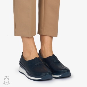 PANTOFI CASUAL Dama Piele Naturala USOR INALTA LF1050 Culoare: BLEUMARIN - Img 2