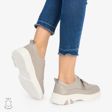 Pantofi Casual de dama din Piele Naturala COMODE CU MODEL LF1218 GRI - Img 3