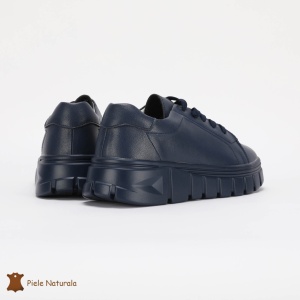 Pantofi Casual de dama din Piele naturala cu talpa groasa LF0491 NAVY - Img 4