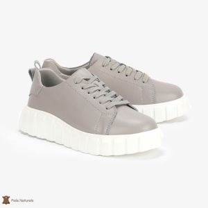 Pantofi Casual de dama din Piele naturala cu talpa groasa LF0492 GRI