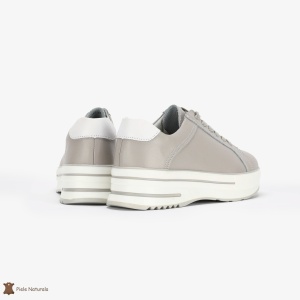Pantofi Casual de dama din Piele naturala cu talpa groasa LF0493 GRI - Img 3