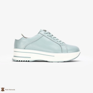Pantofi Casual de dama din Piele naturala cu talpa groasa LF0493 ALBASTRU - Img 2