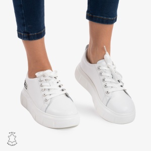 Pantofi Casual de dama din Piele naturala LF0527 Alb - Img 2