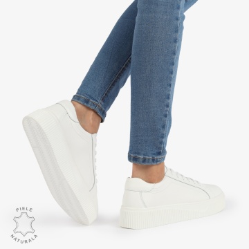 Pantofi Casual de dama din Piele Naturala LF1222 ALB - Img 2