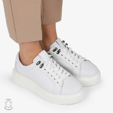 Pantofi CASUAL PIELE NATURALA CU INCHIDERE SIRET LF1294 ALB