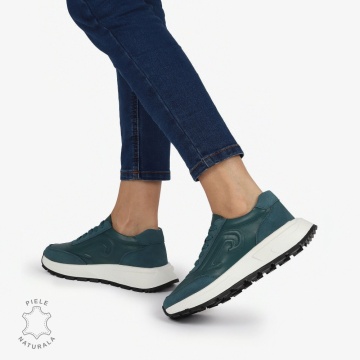 Pantofi casual piele naturala CU MODEL LATERAL LF1304 VERDE - Img 3