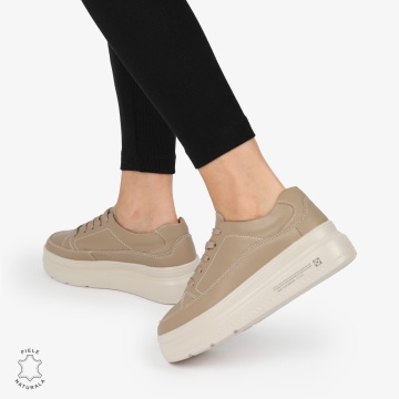 Pantofi CASUAL PIELE NATURALA LF1271 khaki - Img 3