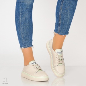 Pantofi casual trendy de dama din piele naturala Multicolor LF0007 Bej