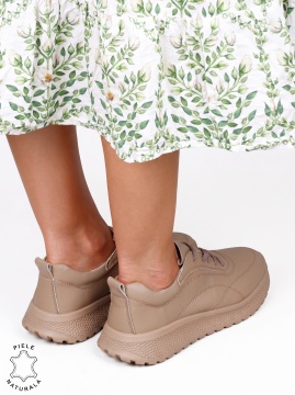 Pantofi damă din piele naturală cu aspect elegant LF1816 khaki - Img 3