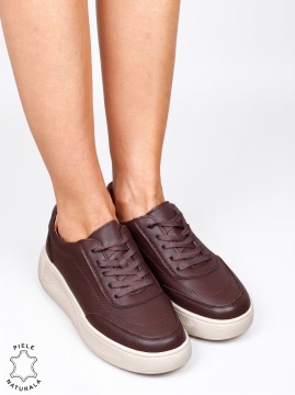 Pantofi damă sport din piele naturală cu design elegant LF1810 Cafeniu