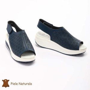Pantofi Perforati dama din Piele Naturala cu talpa inalta LF0187 NAVY - Img 3