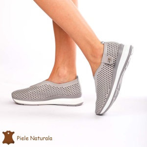 Pantofi Perforati Dama Piele naturală LF0098 GRI