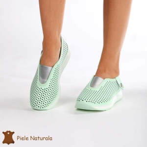 Pantofi Perforati Dama Piele naturală LF0098 VERDE - Img 2