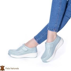 Pantofi Perforati Dama Piele naturală LF0106 ALBASTRU