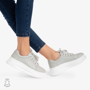 Pantofii casual piele naturala LF0763 GRI