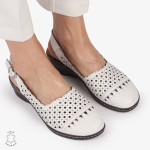 Sandale DAMA DIN PIELE NATURALA SI STIL AJURAT LF1408 ALB - Img 3