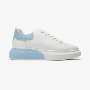 SNEAKERS Dama din Piele Ecologica LF0129 Alb cu Albastru - Img 2