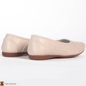Balerini dama din Piele Naturala cu mici perforatii LF0180 ROZ - Img 4