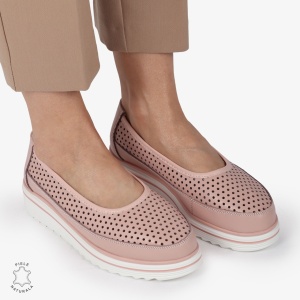 Balerini dama din Piele Naturala cu talpa groasa LF0172 ROZ - Img 3