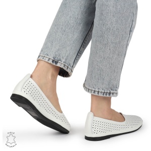 BALERINI dama din Piele naturala PERFORATA SLIP-ON LF1358 ALB - Img 3