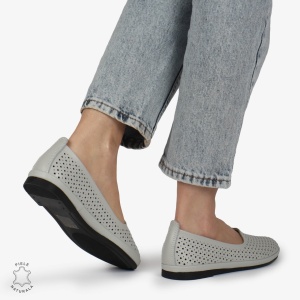 BALERINI dama din Piele naturala PERFORATA SLIP-ON LF1358 GRI - Img 2