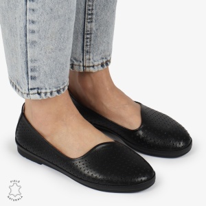 BALERINI dama din Piele naturala PERFORATA SLIP-ON LF1358 NEGRU