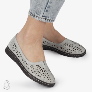 BALERINI dama din Piele naturala PERFORATA SLIP-ON LF1363 GRI - Img 2