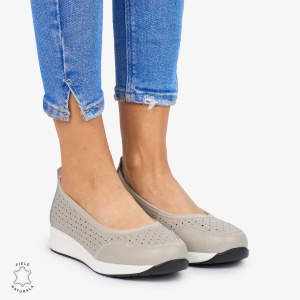 Balerini dama din Piele Naturala Slip-On LF0721 CULOARE: GRI - Img 2