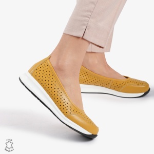 Balerini dama din Piele Naturala Slip-On LF0721 GALBEN