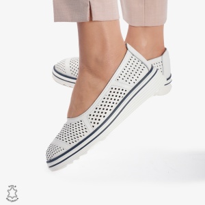 Balerini Dama Piele naturală LF0105 ALB