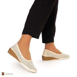Balerini Dama Piele Naturala Slip-on LF0075 BEJ - Img 2