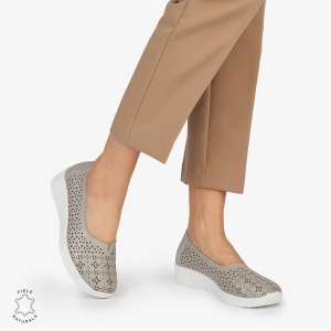 BALERINI din PIELE NATURALA PERFORATA LF1040 CULOARE: GRI