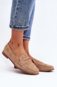 Mocasini DAMA din PIELE ECOLOGICA INTOARSA LF0977 CULOARE: BEJ